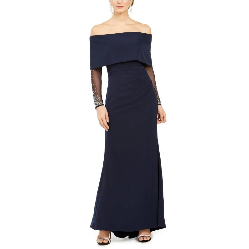 women's custom dressesVince Camuto Womens Embellished Gown Off-Shoulder Dress