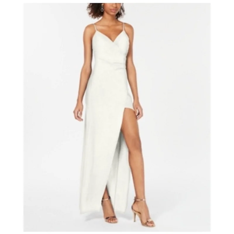 women's flowy dressesEmerald Sundae Juniors' High-Slit Gown White Size Large