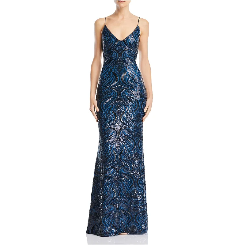 women's business casual dressesAvery G Womens Sequin Gown Dress, Blue, 6