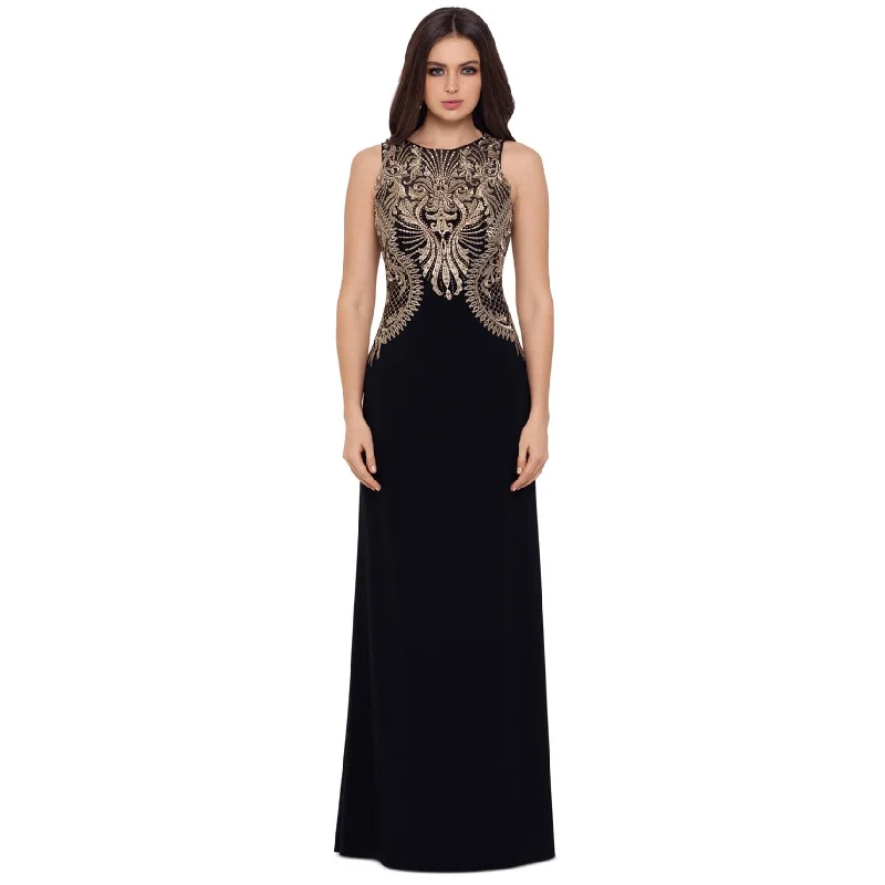 women's midi dressesBetsy & Adam Womens Embellished Bodice Gown Dress