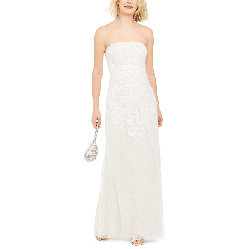 women's work dressesAdrianna Papell Womens Beaded Strapless Gown Dress, Off-White, 6