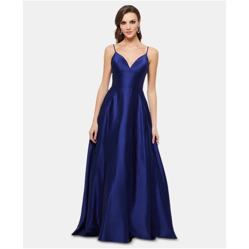 women's silk dressesBetsy & Adam Womens Satin Gown Dress, Blue, 0