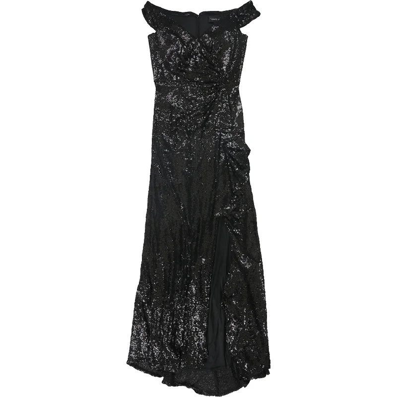 women's flutter-sleeved dressesTadashi Shoji Womens Sequin Gown Dress