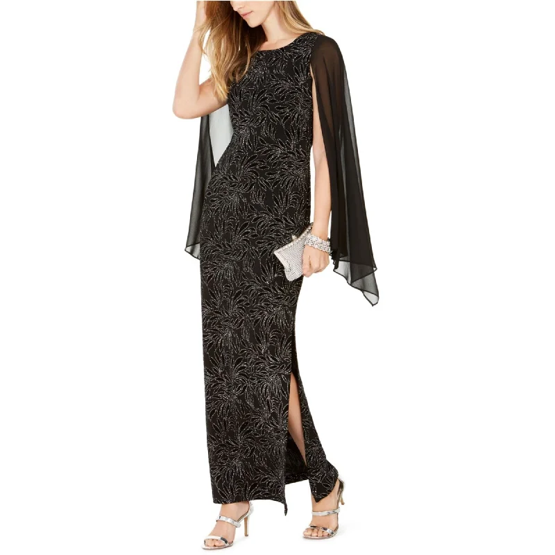 women's A-line dressesConnected Apparel Womens Glitter Gown Dress, Black, 12