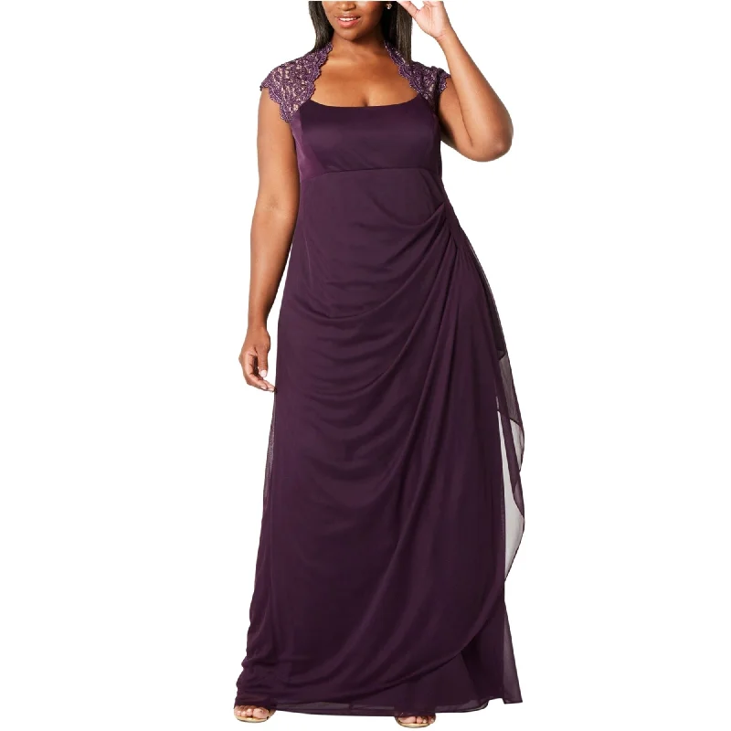 women's smart casual dressesXSCAPE Womens Ruched Gown Dress, Purple, 14W