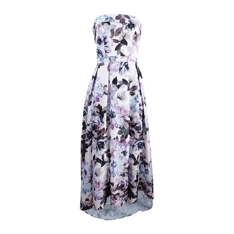 women's A-line dressesXscape Women's Strapless Floral-Print Ballgown