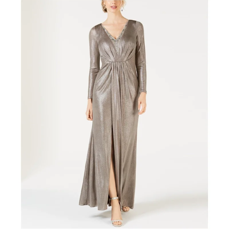 women's metallic dressesAdrianna Papell Womens Embellished Gown Dress, Metallic, 2