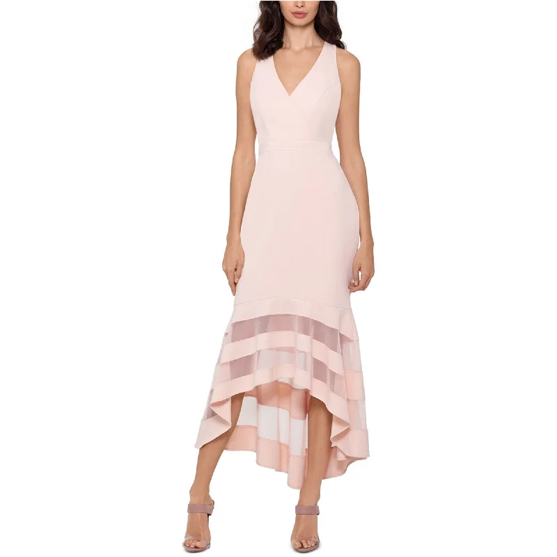 women's satin dressesXscape Womens Illusion Stripe Gown Dress