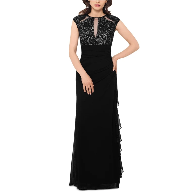 women's cotton dressesB&A Womens Lace Cut-Out Gown Sheath Dress, Black, 10