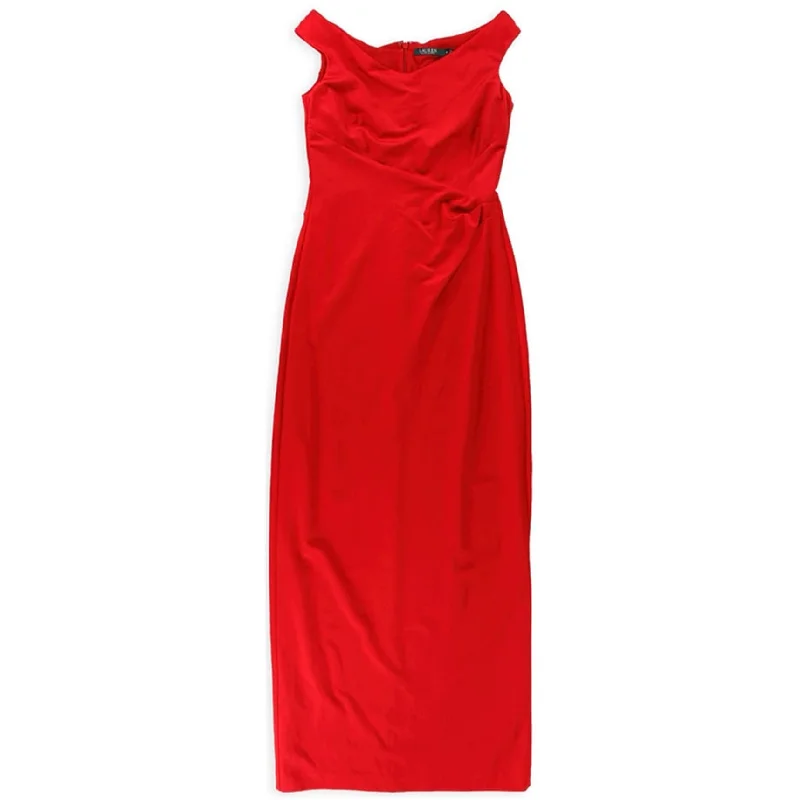 women's stretchy dressesRalph Lauren Womens Jersey Gown Dress, Red, 8