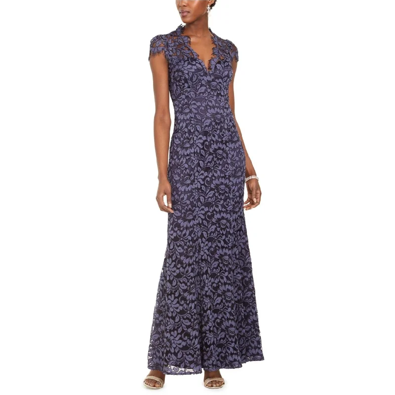 women's lightweight dressesEliza J Womens Lace V-Neck A-line Gown Dress, Blue, 6