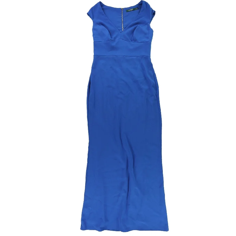 women's stylish dressesRalph Lauren Womens Stretch Crepe Gown Dress, Blue, 6