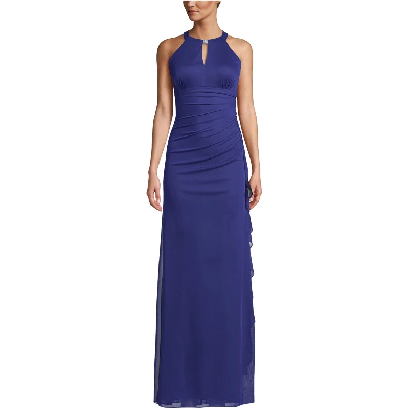 women's ruffle dressesBetsy & Adam Womens Ruched Gown Dress, Blue, 8