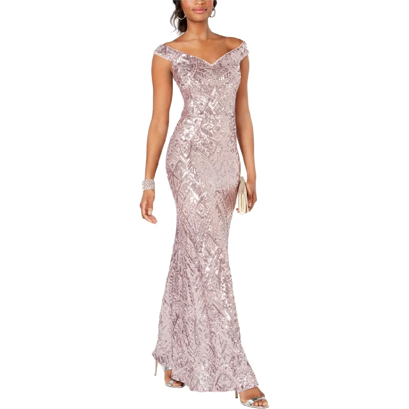 women's cocktail dressesBetsy & Adam Womens Sequin Gown Dress, Pink, 10