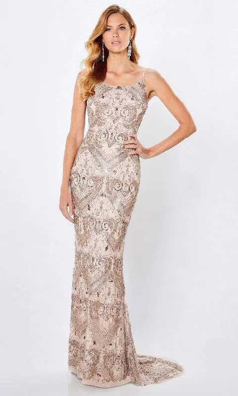 women's flutter-sleeved dressesMontage by Mon Cheri - 221978 Beaded Sheath Evening Dress