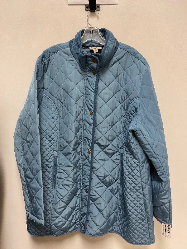 women's coats for cold weatherJacket Puffer & Quilted By Appleseeds In Blue, Size: 3x