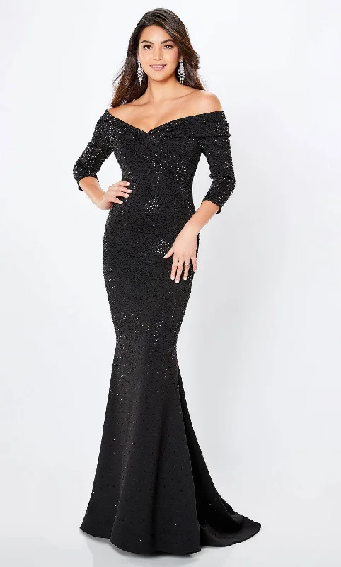 women's smart casual dressesMontage by Mon Cheri 221970S - Beaded Off Shoulder Evening Gown