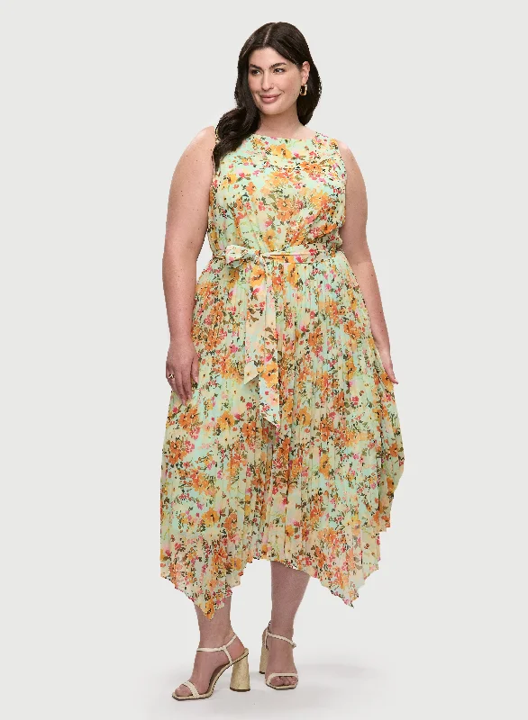 women's body-skimming dressesFloral Chiffon Midi Dress