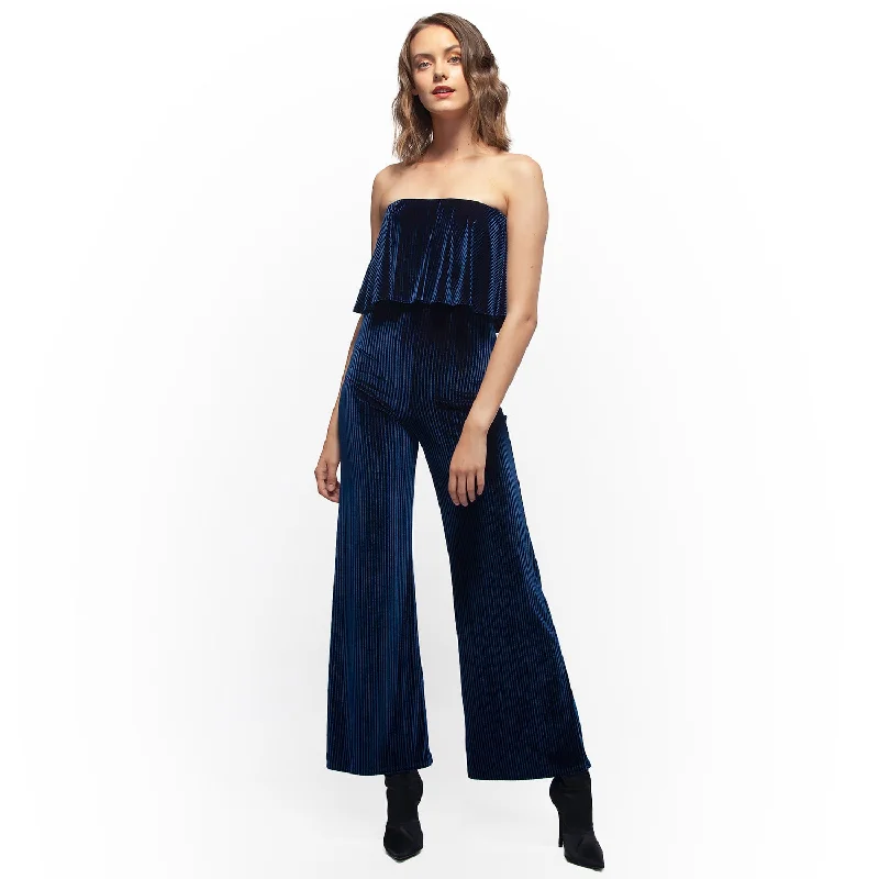 women's jumpsuits with round necksWomen's Ribbed Velvet Tube Top Jumpsuit