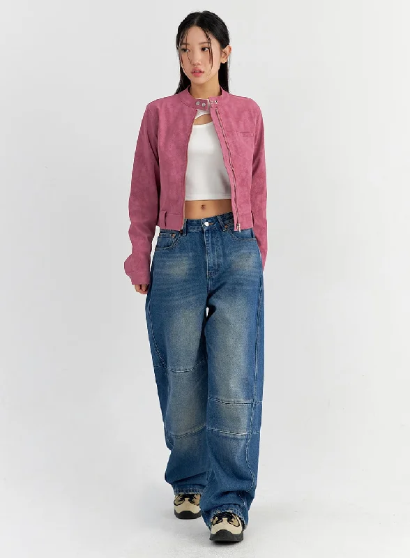 women's denim jeans with raw hemsLine Detailed Wide Leg Jeans CO325