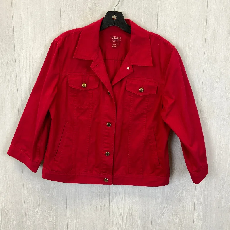 women's coats with oversized fitsJacket Denim By Chaps In Red Denim, Size: L