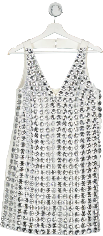 women's made-to-order dressesTed Baker White Alexian Crystal-embellished Mini Dress UK S