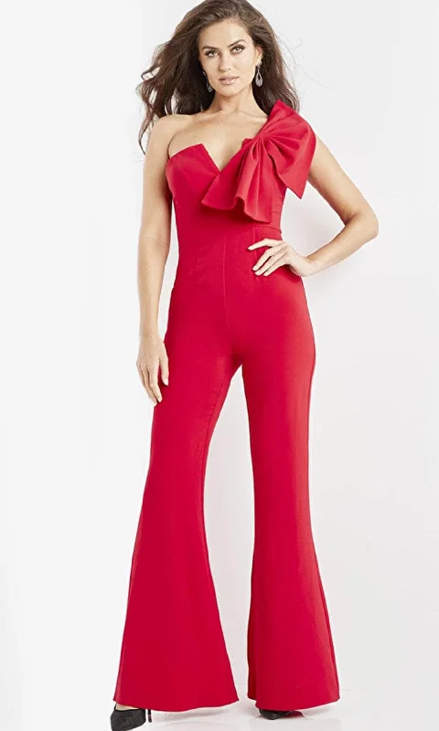 women's jumpsuits for machine-washable fabricsJovani 09525 - V-Neck Single Strap Jumpsuit