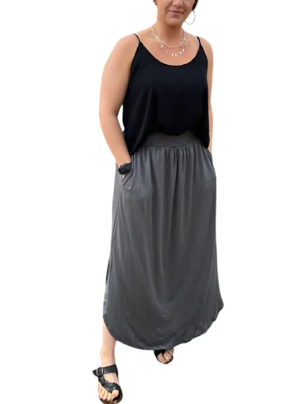 women's pleated skirtsMaxi Skirt In Charcoal