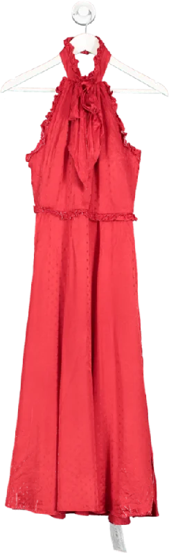 women's tall dressesAlexa Chung Red Silk Polkadot Midi Dress UK 6