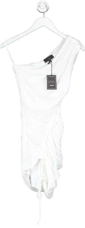 women's short-sleeved dressesMichael Costello White Xrevolve Ledger Mini Dress UK XXS