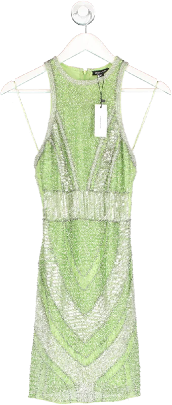 women's body-skimming dressesKaren Millen Green Premium Beading And Embellished Mini Dress BNWT UK 6