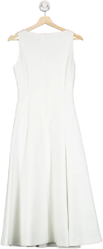 women's evening dressesKaren Millen Ivory Compact Stretch Eyelet Detailed Ribbon Midi Dress UK 8