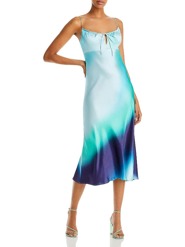 women's long-sleeved dressesLaramie Womens Keyhole Ombre Midi Dress