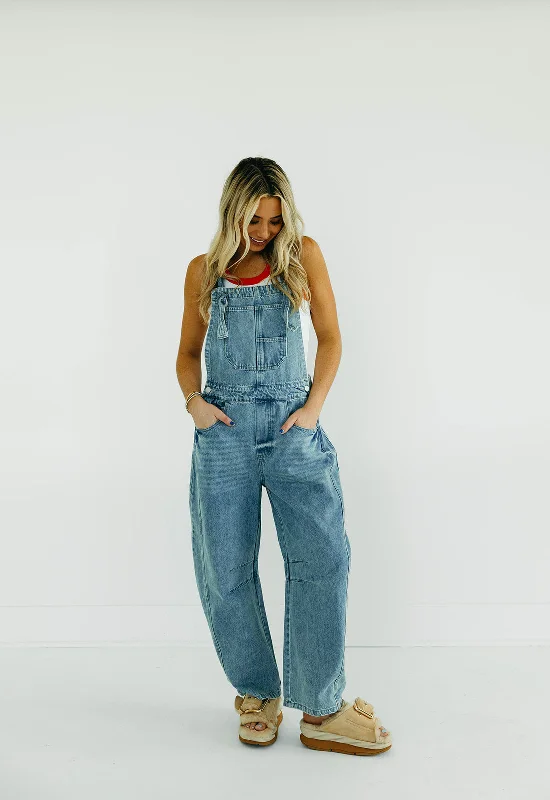 women's elegant jumpsuitsBarrel Denim Overalls - Denim