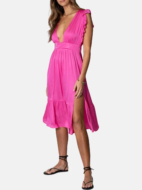 women's smart casual dressesThe Jessie Midi Dress In Rose