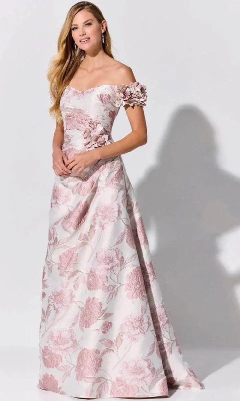 women's fashionable dressesIvonne D ID325 - Floral Brocade Evening Dress