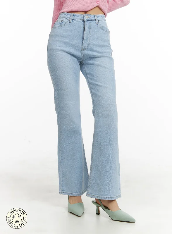 women's denim jeans with spandexRecycled Washed Slim Bootcut Jeans OM428