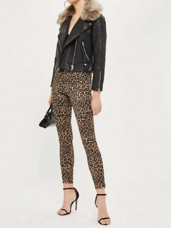 women's cropped denim jeansJamie Leopard Print Satin Skinny High Rise Jeans In Multicolor