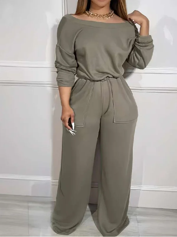 women's jumpsuits for loungingOff Shoulder Loose Wide Leg Jumpsuits