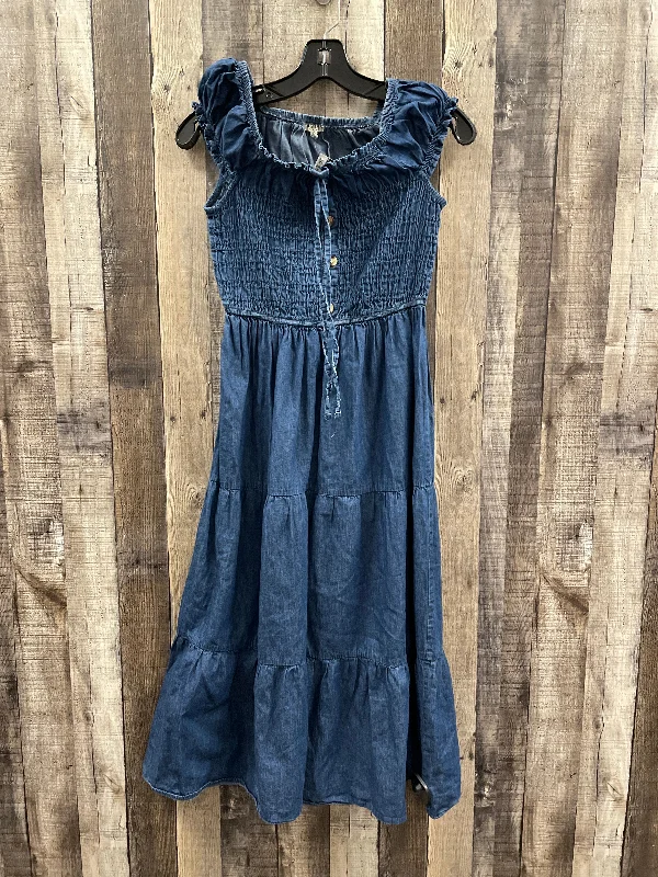 women's tall dressesDress Casual Midi By Cme In Blue Denim, Size: S