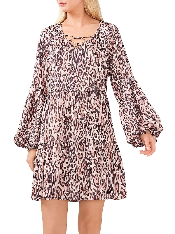 women's A-line dressesWomens Animal Print Short Mini Dress