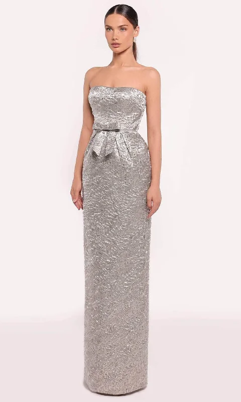 women's one-shoulder dressesTarik Ediz 98872 - Metallic Sheath Evening Gown