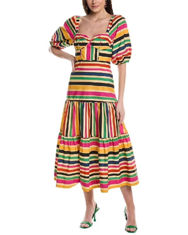 women's ethical fashion dressesFARM Rio Rainbow Stripes Midi Dress