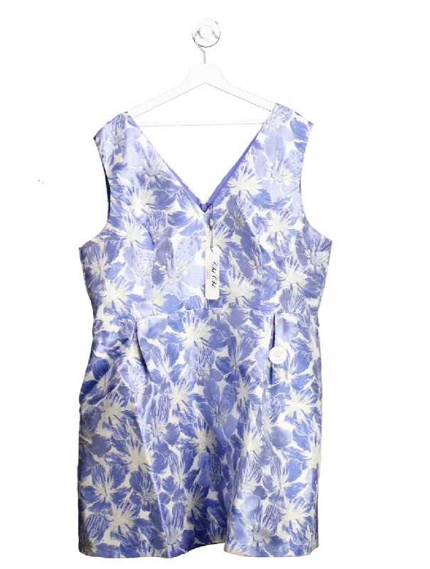 women's travel dressesChi Chi London Blue Curve Floral Print Mini Dress UK 24