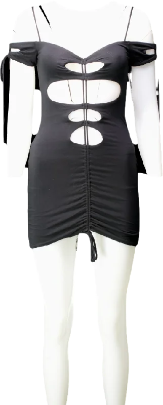 women's cotton dressesh:ours Black Cut Out Mini Dress UK XS