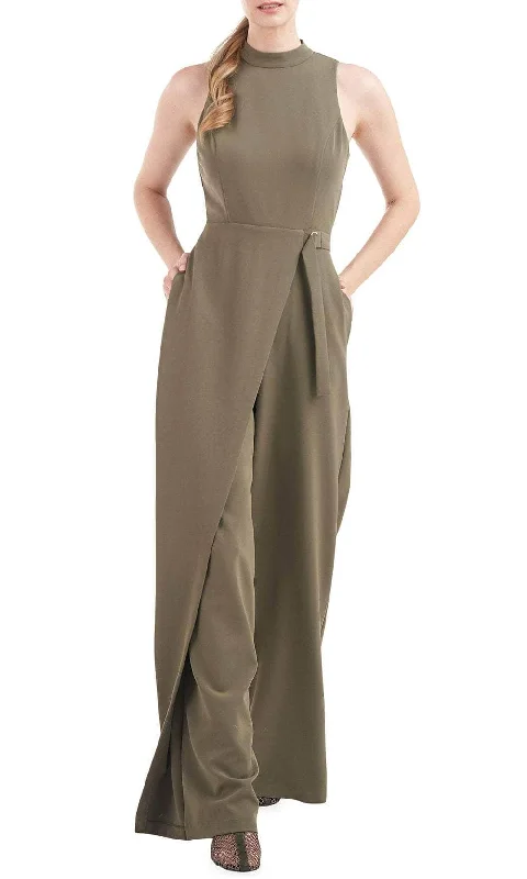 women's jumpsuits with pocketsKay Unger 5648558 - Turtleneck Belted Overlay Jumpsuit