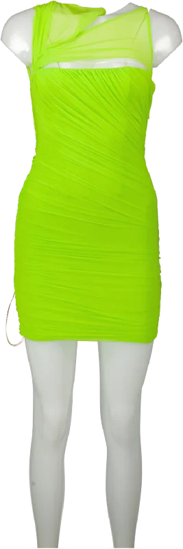 women's floral dressesHouse of CB Green Adrie Neon Gathered Mini Dress UK XS