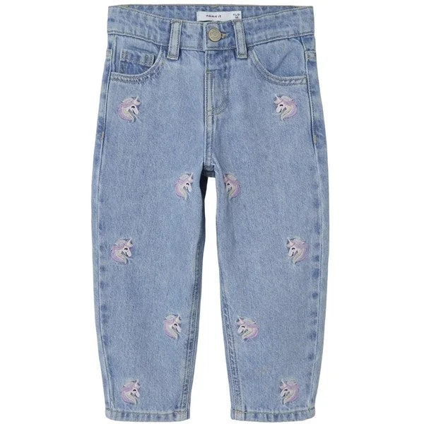 women's blue denim jeansName it Light Blue Denim Unicorn Bella Shaped Jeans