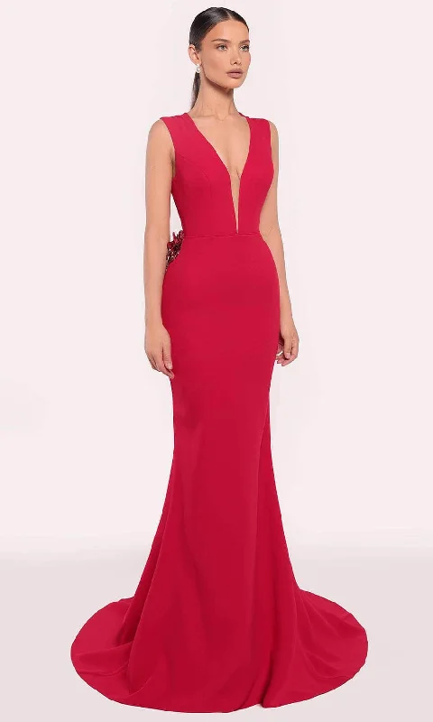 women's lace-up dressesTarik Ediz 98877 - Cutout Back Evening Gown