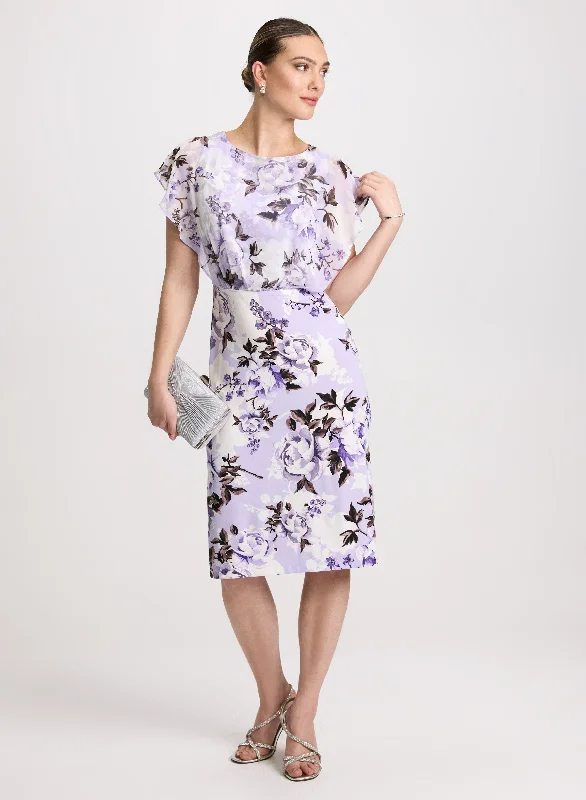 women's sustainable dressesRuffled Floral Midi Dress